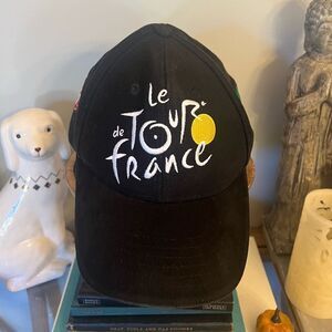 Le Tour De France Cycling Hat Black White Yellow Jerseys Cap Bike Race Rare Men